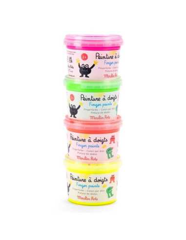 4 pots de peinture à doigts fluo Les... 4 pots de peinture à doigts fluo Les...