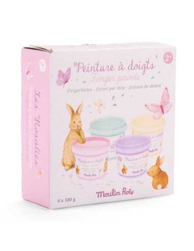 4 pots de peinture à doigts pastel...