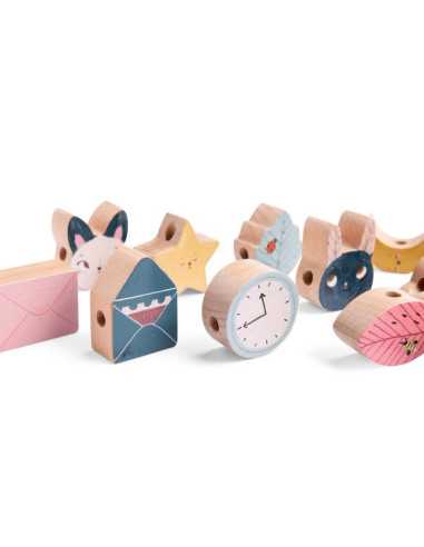 Jeu de perles en bois à enfiler Après... Jeu de perles en bois à enfiler Après...