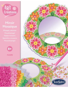 Miroir mosaïques fleurs -...
