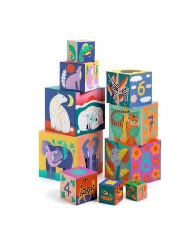Cubes à empiler Animaux sauvages - Djeco Cubes à empiler Animaux sauvages - Djeco
