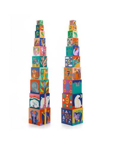 Cubes à empiler Animaux sauvages - Djeco Cubes à empiler Animaux sauvages - Djeco