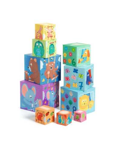 Cubes à empiler arc en ciel - Djeco Cubes à empiler arc en ciel - Djeco