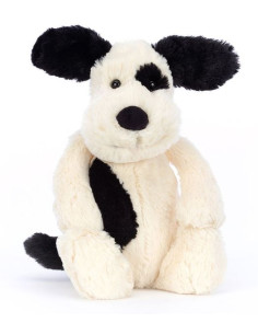 Peluche chiot noir et crème...