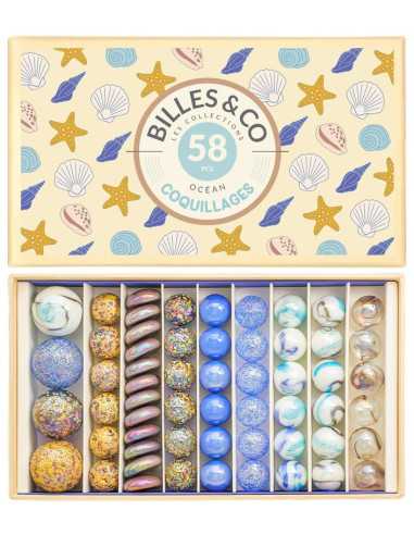 Coffret de 58 billes Coquillages -...