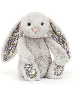Peluche Lapin argent Fleur...