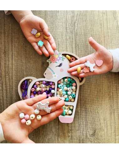 Coffret licorne perles en bois -... Coffret licorne perles en bois -...