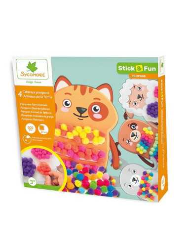 4 tableaux pompons animaux de la... 4 tableaux pompons animaux de la...