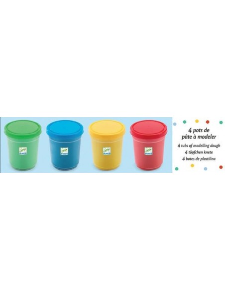 Loisir créatif - 4 pots de pâte à modeler - dès 18 mois - Djéco - La Maison  de Zazou