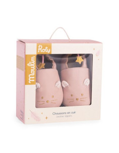 Chaussons cuir souris rose... 2