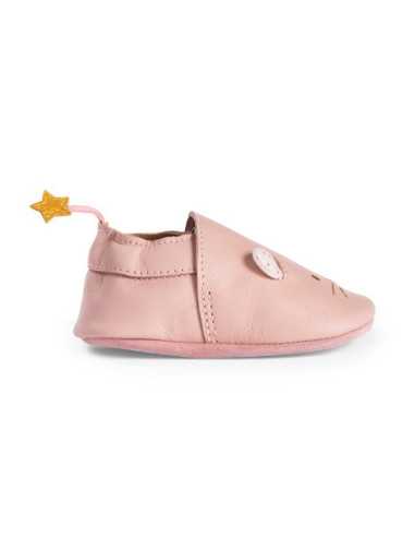 Chaussons cuir souris rose La petite... Chaussons cuir souris rose La petite...