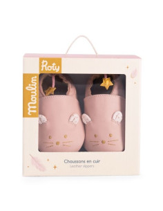 Chaussons cuir souris rose... 2