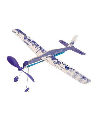 Avion bleu à élastique - Moulin Roty