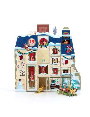 Maison de l'avent en bois à remplir -...