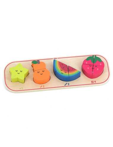 Puzzle encastrement 1,2,3 et 4 fruits...