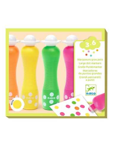 4 Marqueurs gros pois Néon - Djeco 4 Marqueurs gros pois Néon - Djeco