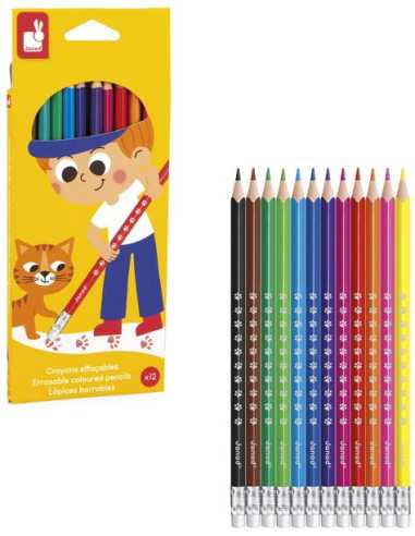 12 crayons effaçables - Janod