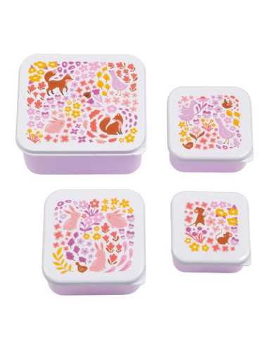 4 boites à goûter Jardin fleuri - A...