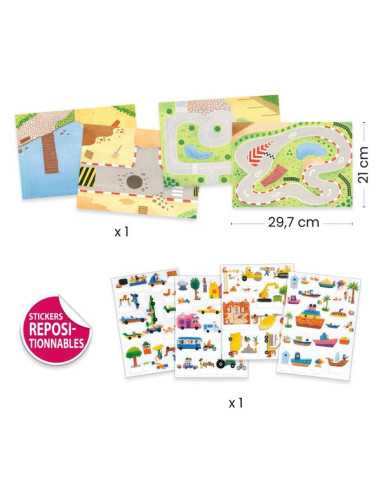 Stickers à relever Véhicules - Djeco Stickers à relever Véhicules - Djeco