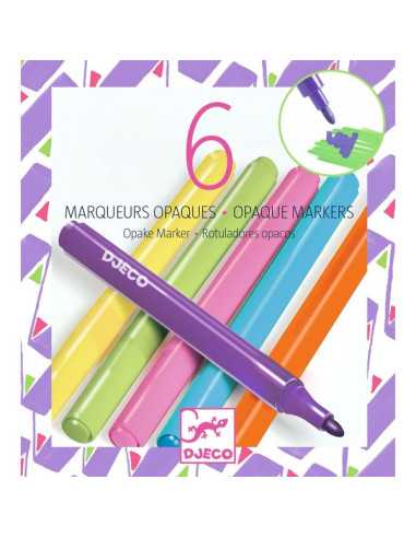6 marqueurs opaques Années 80 - Djeco 6 marqueurs opaques Années 80 - Djeco