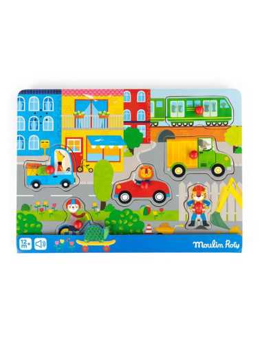 Puzzle sonore en bois la ville Les... Puzzle sonore en bois la ville Les...