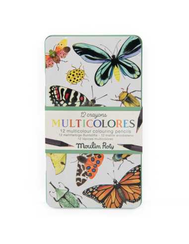12 crayons de couleur multicolores...