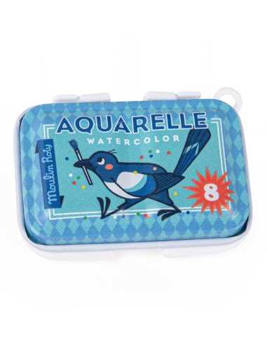 Mini palette aquarelle bleue - Moulin... Mini palette aquarelle bleue - Moulin...