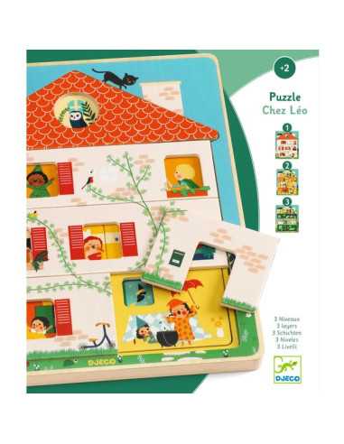 Puzzle 3 niveaux Chez Léo - Djeco Puzzle 3 niveaux Chez Léo - Djeco