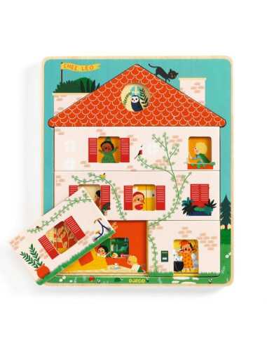 Puzzle 3 niveaux Chez Léo - Djeco Puzzle 3 niveaux Chez Léo - Djeco