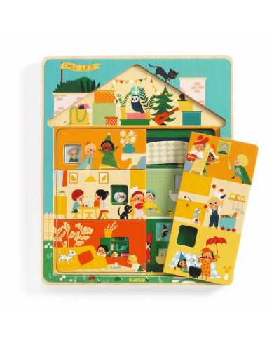 Puzzle 3 niveaux Chez Léo - Djeco Puzzle 3 niveaux Chez Léo - Djeco