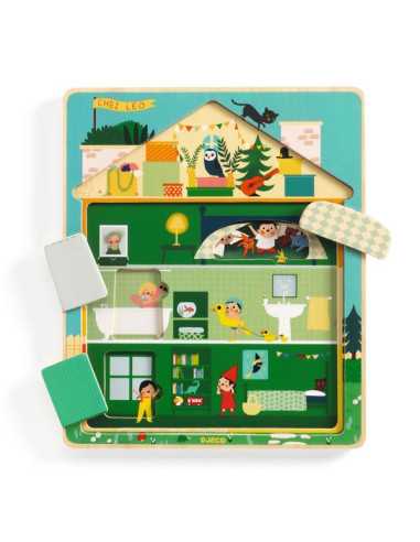 Puzzle 3 niveaux Chez Léo - Djeco Puzzle 3 niveaux Chez Léo - Djeco