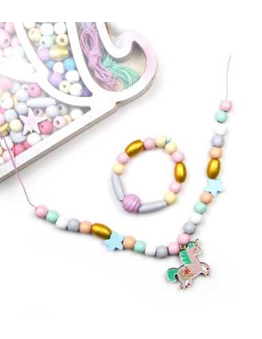 Coffret perles bois tête de licorne -... Coffret perles bois tête de licorne -...