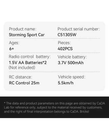Voiture de sport Storming 402 pièces... Voiture de sport Storming 402 pièces...