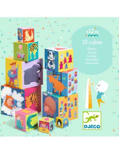 Cubes à empiler rigolos - Djeco Cubes à empiler rigolos - Djeco