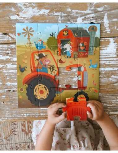 Puzzle Tracteur 16 pièces - Djeco Puzzle Tracteur 16 pièces - Djeco