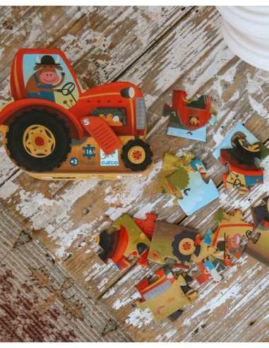Puzzle Tracteur 16 pièces - Djeco Puzzle Tracteur 16 pièces - Djeco