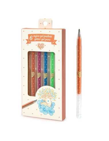 6 stylos gel pailletés - Djeco 6 stylos gel pailletés - Djeco