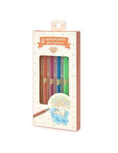 6 stylos gel pailletés - Djeco 6 stylos gel pailletés - Djeco