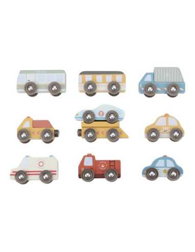 9 véhicules en bois - Little Dutch