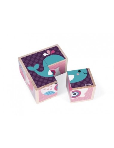 Cubes en bois bébés animaux - Janod Cubes en bois bébés animaux - Janod