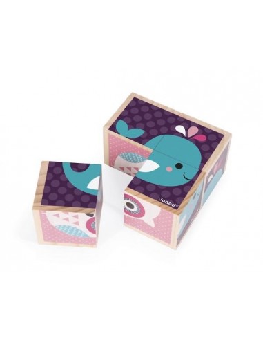 Cubes en bois bébés animaux - Janod Cubes en bois bébés animaux - Janod
