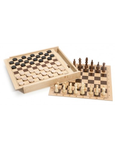 Coffret d'échecs et de dames - Jeujura Coffret d'échecs et de dames - Jeujura