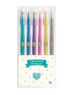 6 stylos gel pailletés - Djeco
