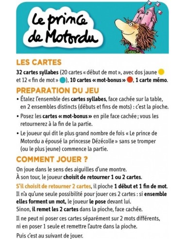 Jeu de cartes le prince de Motordu -... Jeu de cartes le prince de Motordu -...
