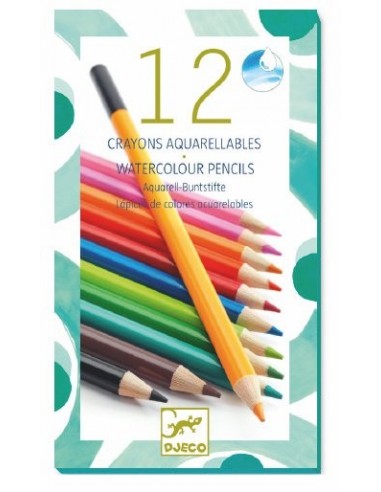 12 crayons aquarellables classique - loisirs créatifs - Djeco 