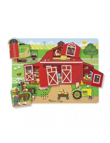 Puzzle sonore autour de la ferme Melissa & Doug jouet garçon ferme traite mobile