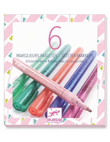 6 marqueurs pailletés sweet - Djeco