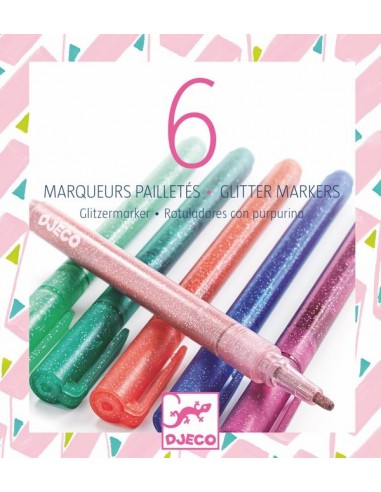 6 marqueurs pailletés sweet - Djeco 6 marqueurs pailletés sweet - Djeco