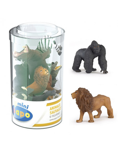 6 mini figurines vie sauvage avec éléphant - Papo