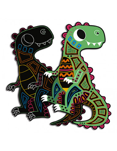 Scratch art Dinosaures silhouettés -... Scratch art Dinosaures silhouettés -...